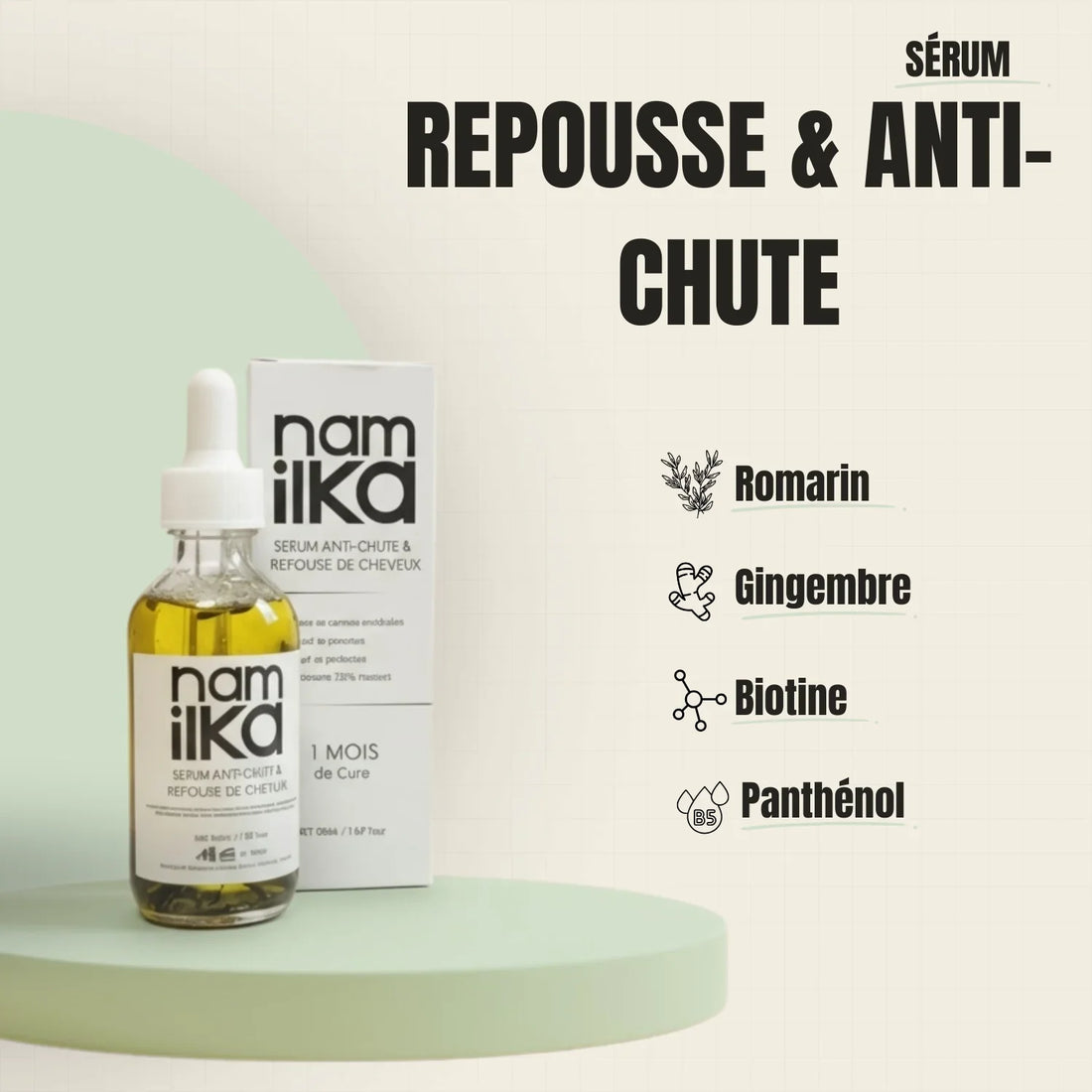Sérum Capillaire NamilKa: Croissance Stimulée, Anti-Chute, Éclat et Force Naturelle