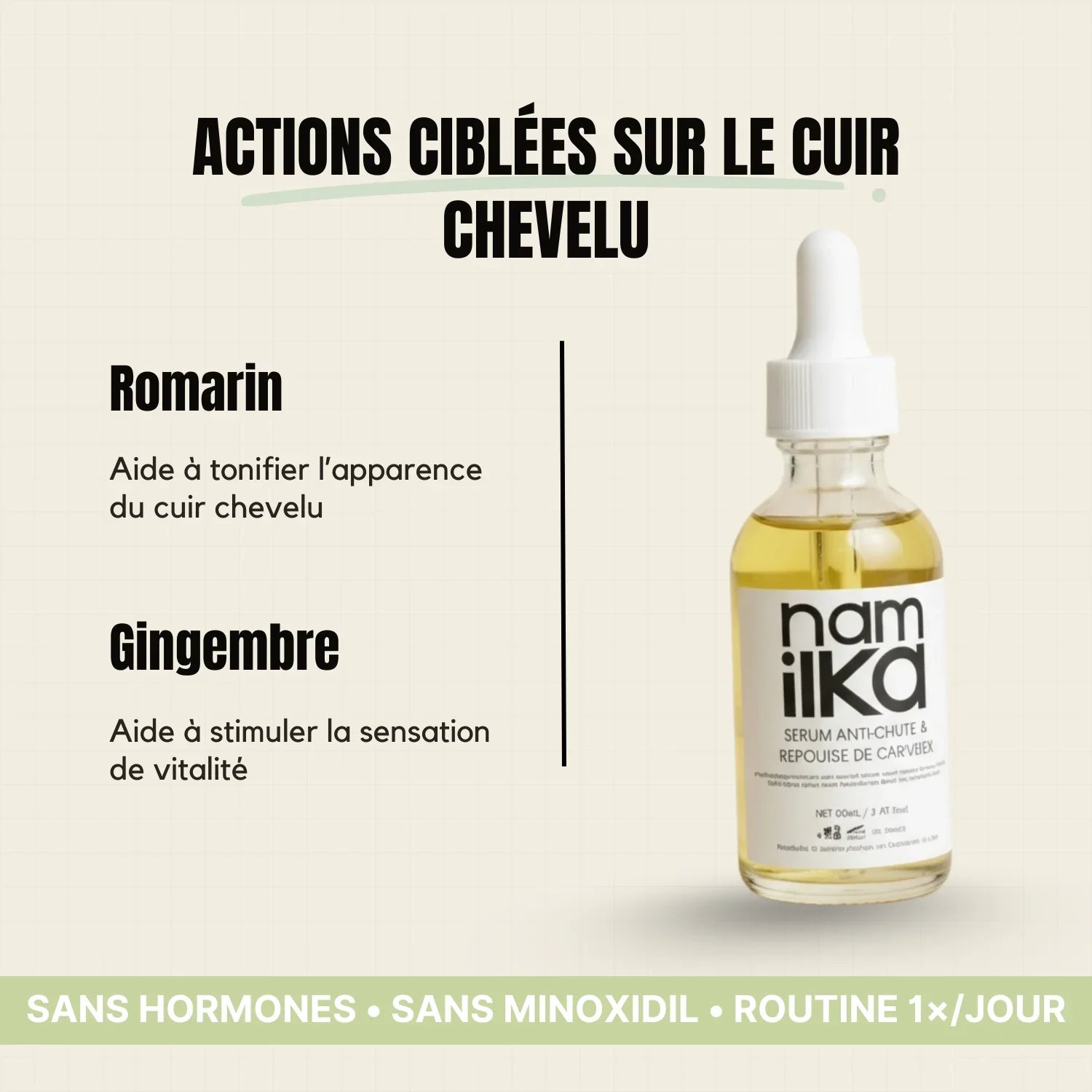 Sérum Capillaire NamilKa: Croissance Stimulée, Anti-Chute, Éclat et Force Naturelle