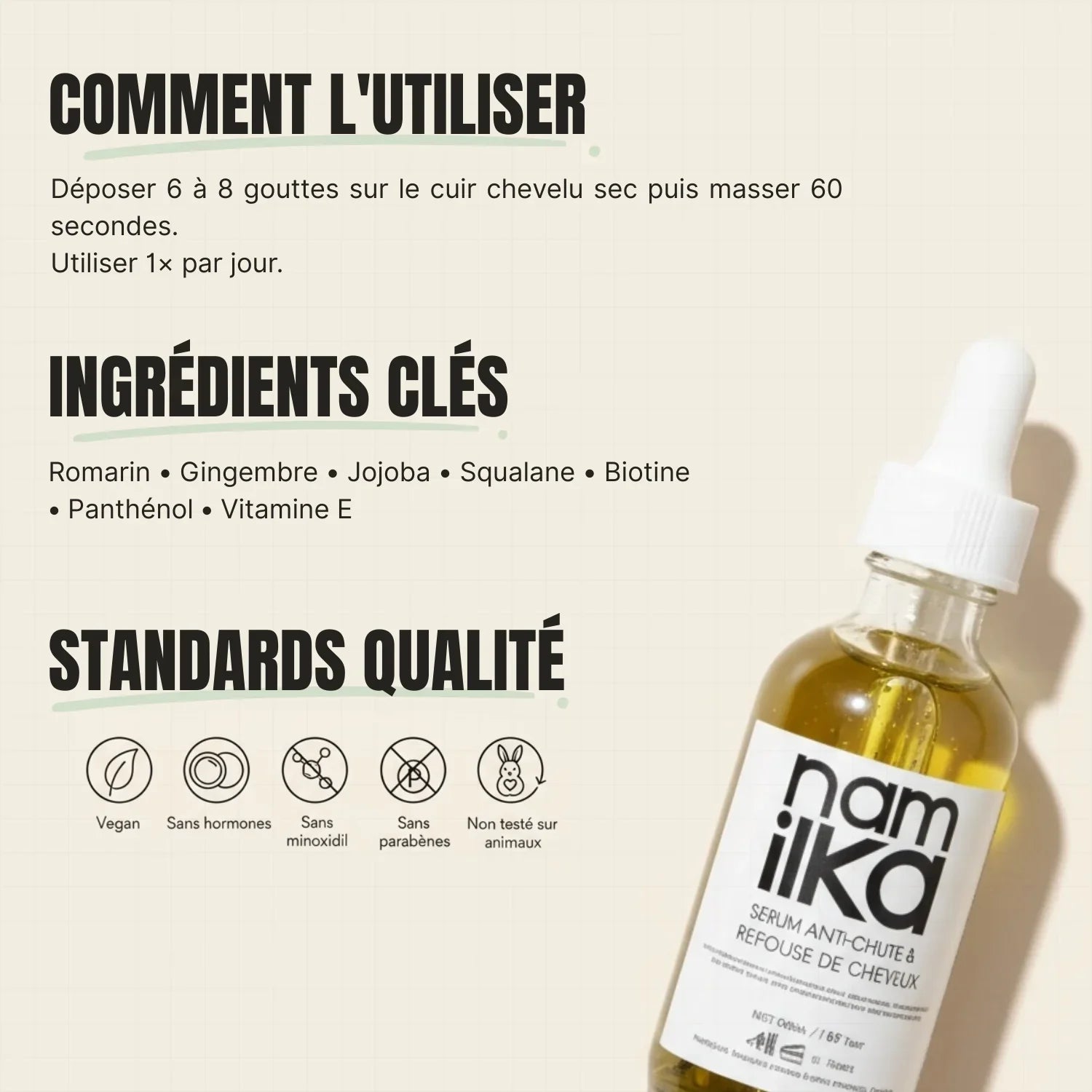 Sérum Capillaire NamilKa: Croissance Stimulée, Anti-Chute, Éclat et Force Naturelle