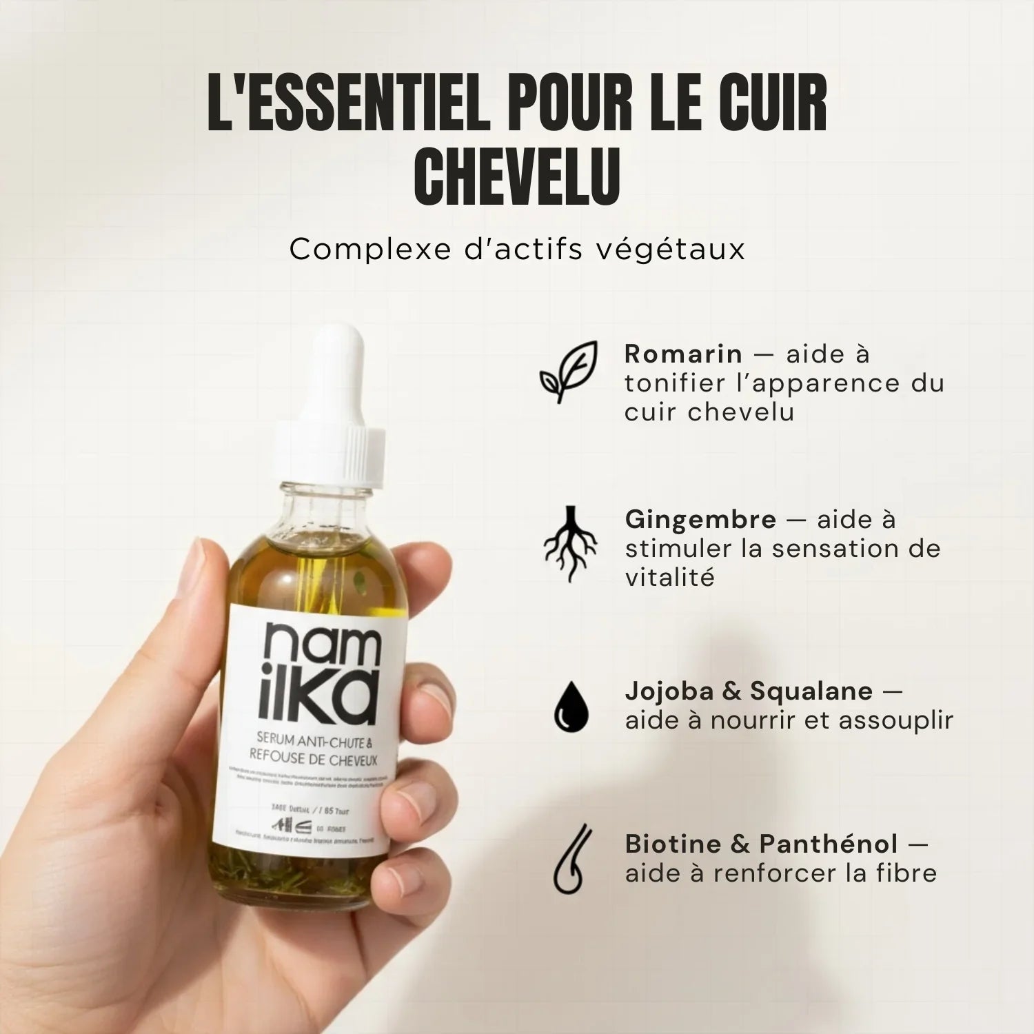Sérum Capillaire NamilKa: Croissance Stimulée, Anti-Chute, Éclat et Force Naturelle