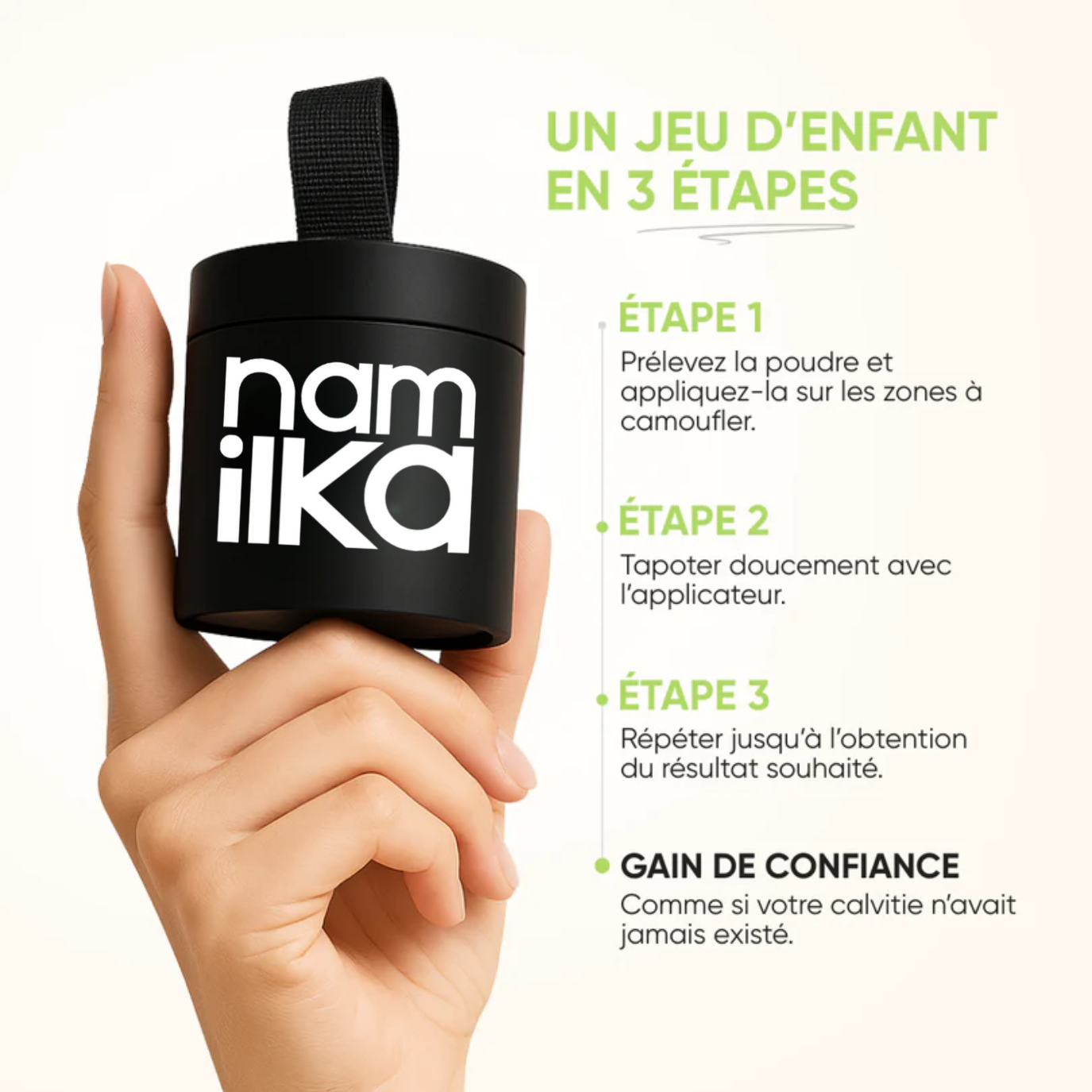 Namilka Poudre Camouflage Capillaire Instantanée: Densité, Volume, Aspect Naturel, Durable