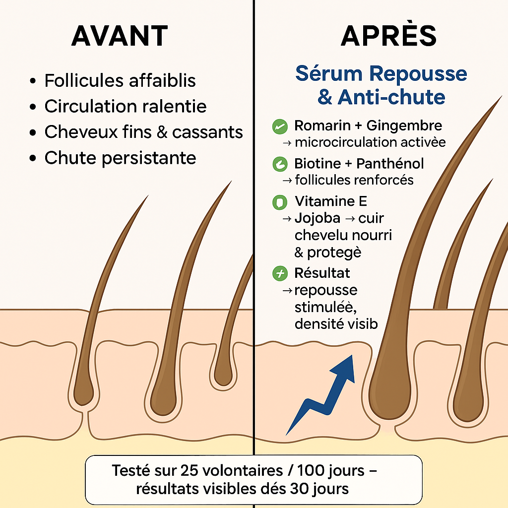 Sérum Capillaire NamilKa: Croissance Stimulée, Anti-Chute, Éclat et Force Naturelle